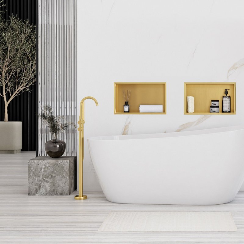 Built-in Stainless Steel Bathroom Shelf 30X45 Brushed Gold