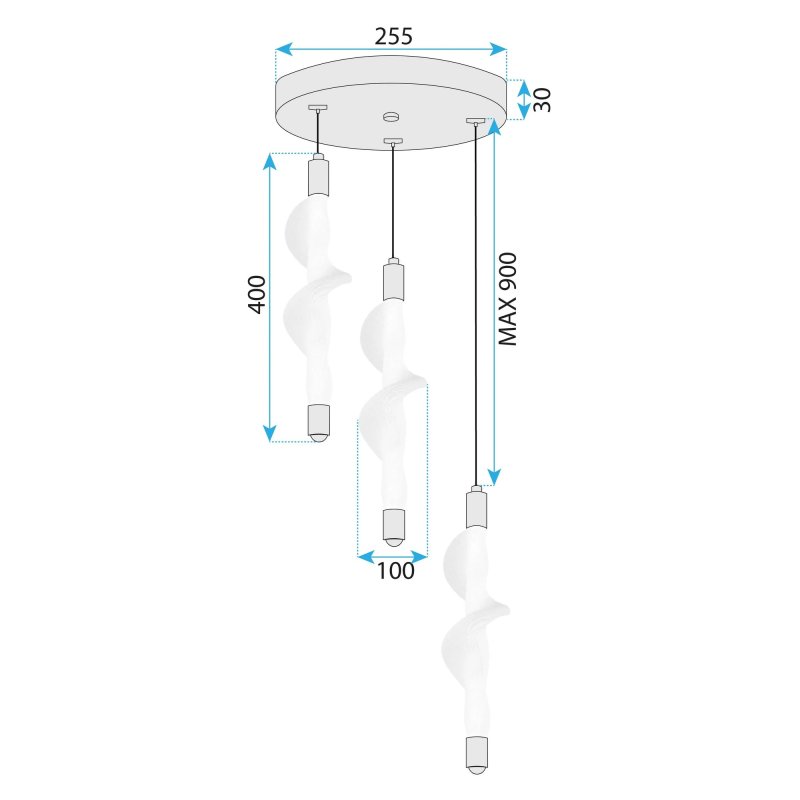 CEILING LAMP CHANDELIER TOOLIGHT LED G009-3CPR WHITE GOLD