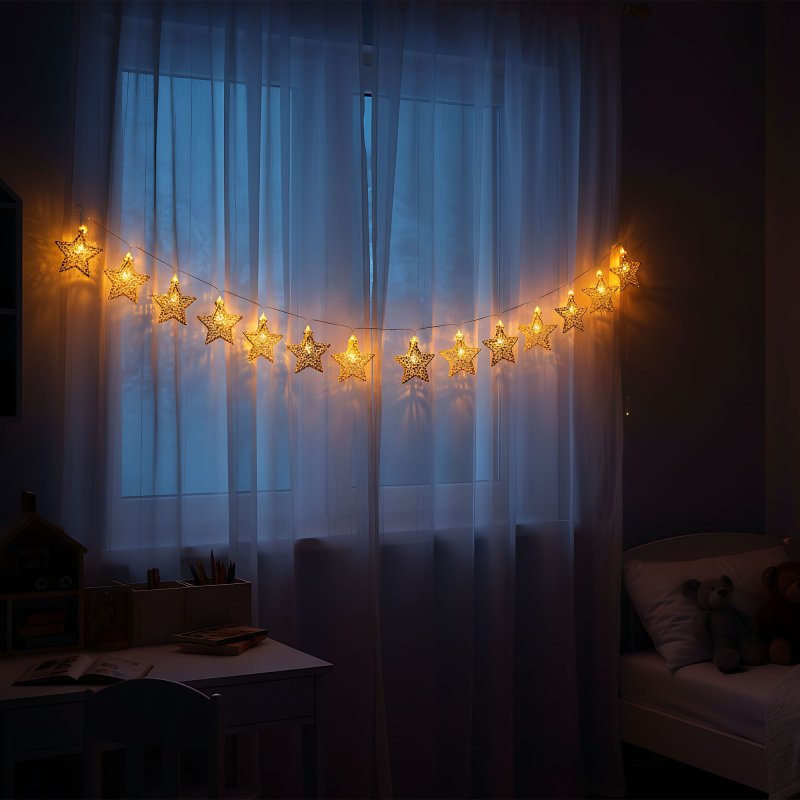 Christmas tree lights Garland LED Gold Stars