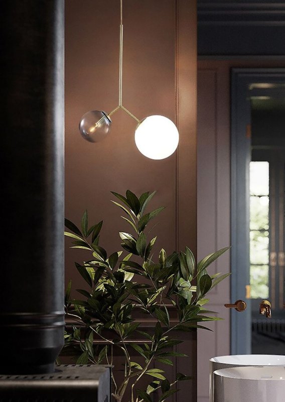 Pendant Lamp TOOLIGHT APP1013-2CP Ball Gold 2-light points E27 20x40x55cm