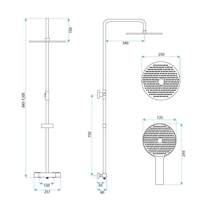 Shower Set Without Spout With Thermostat Rea Lungo White