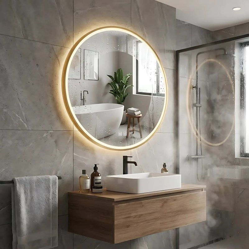 Bathroom LED Mirror REA MMJ 70cm Gold
