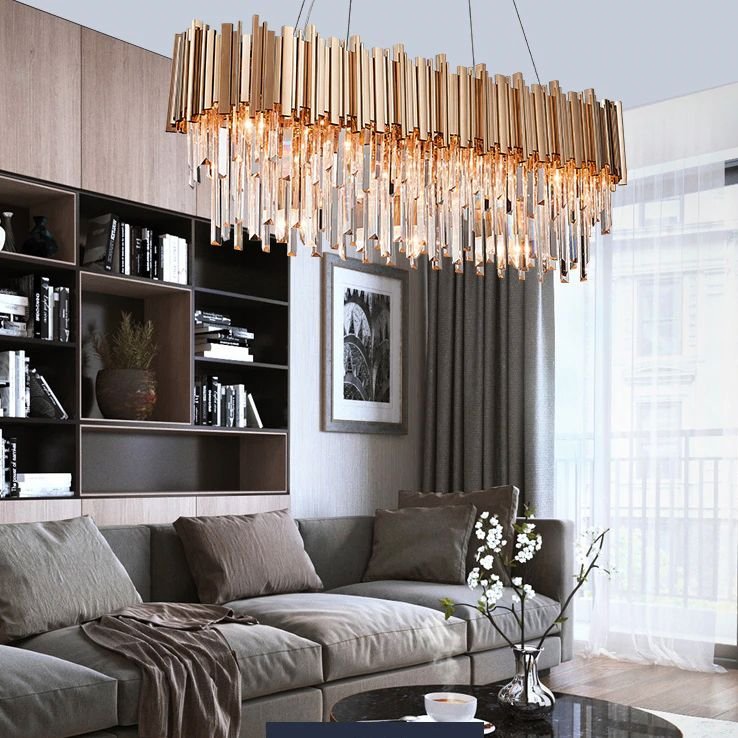 Pendant Lamp TOOLIGHT 312355 Cristal Gold 6-light points E14 60x30x38-138cm