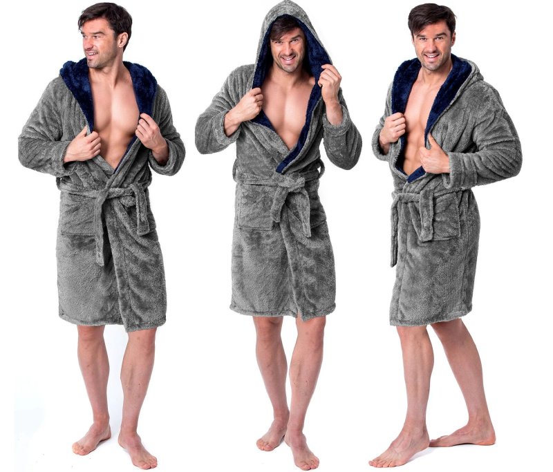 Bathrobe Jordan Grey-Navy MEN L
