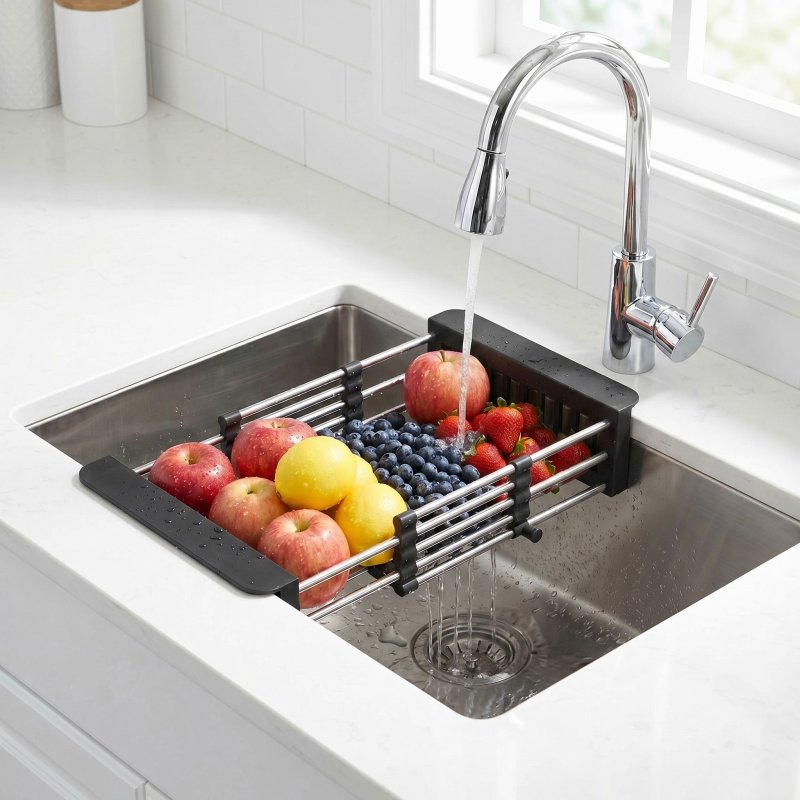 Telescopic Sink Dish Drying Rack Rea P14487 Black