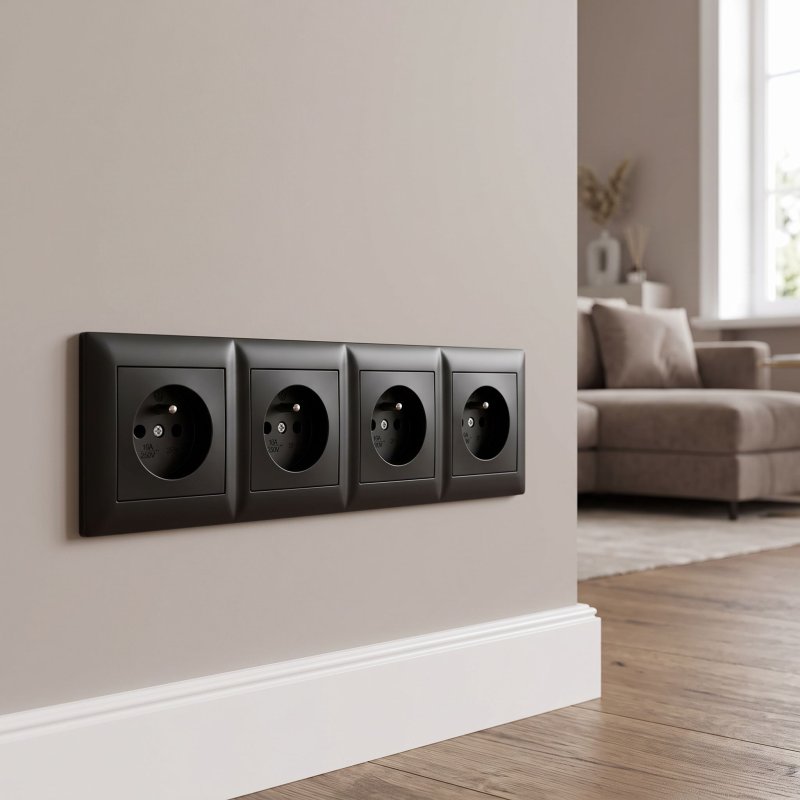 Toolight Quadruple Socket Frame Oste Jnh016-4f Black