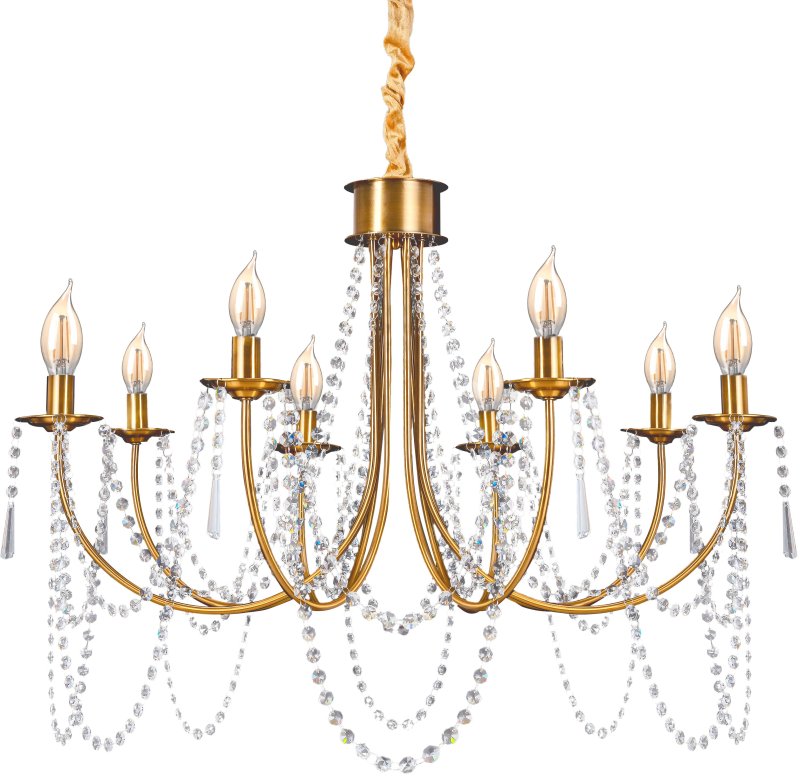 Chandelier Toolight APP766-8CP Crystal Gold Candles 8-light points E14 75x75x48,5-118,5cm