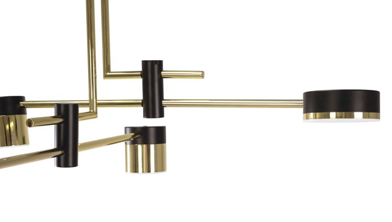 Pendant LED Lamp TOOLIGHT APP1001-4C Black Gold 4-light points 30W 68x68x31cm