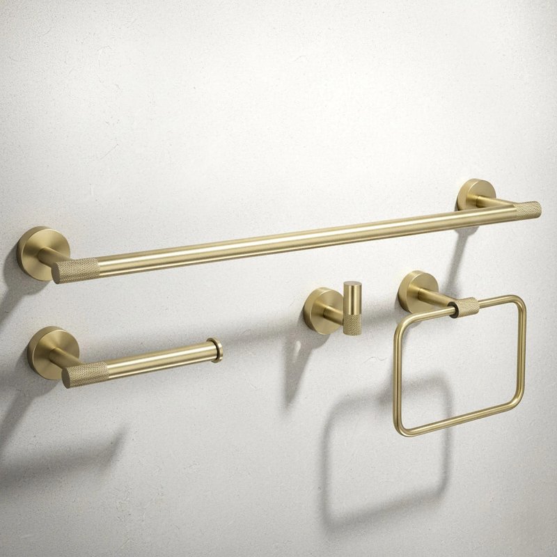 BATHROOM HOOK SET REA GRID BRUSH GOLD 4 PIECES