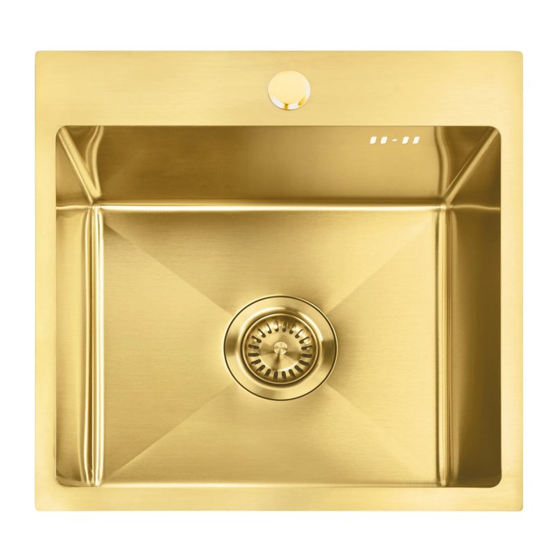 Rea Steel Sink With 3-piece Accessory Set Leo 40 Brush Gold Grey accessories