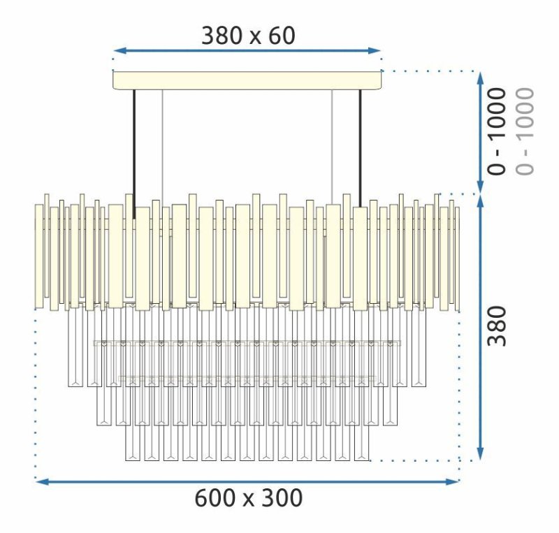 Pendant Lamp TOOLIGHT 312355 Cristal Gold 6-light points E14 60x30x38-138cm