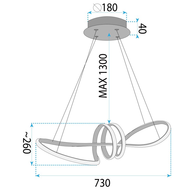 LED PENDANT LAMP TOOLIGHT LHJ036-CP 1,5 GOLD