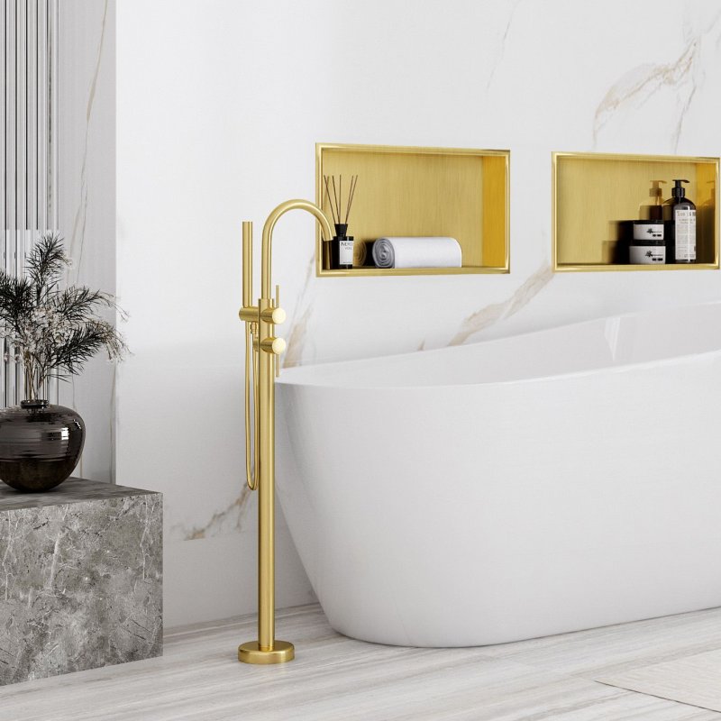 Built-in Stainless Steel Bathroom Shelf 30X45 Brushed Gold