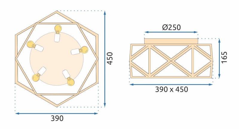 Ceiling Lamp Chandelier TOOLIGHT APP1239-C Gold 45cm E27