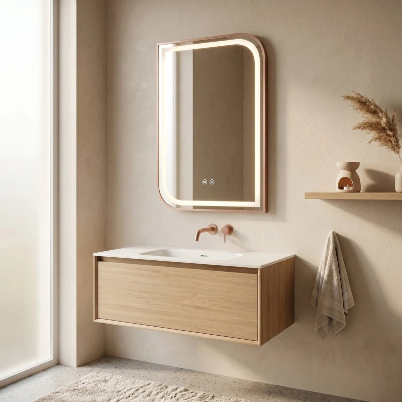 Mirror Rea Zone 70X50 Led Brush Rose Gold