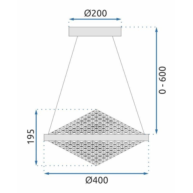 Pendant LED Lamp TOOLIGHT APP774-1CP Cristal + remote control 1-light point 38x38x19-90cm