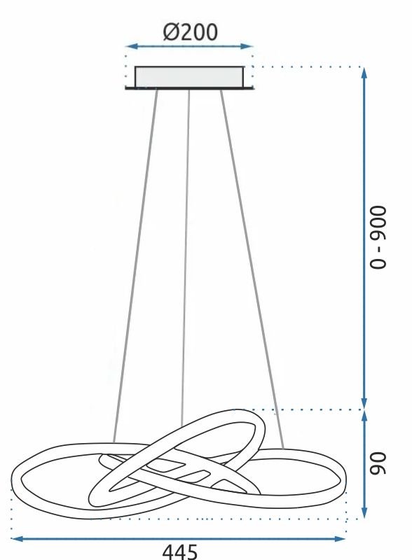 Pendant LED Lamp TOOLIGHT APP390-CP Modern Ring Gold + remote control 1-light point 40W 44,5x44,5x9cm