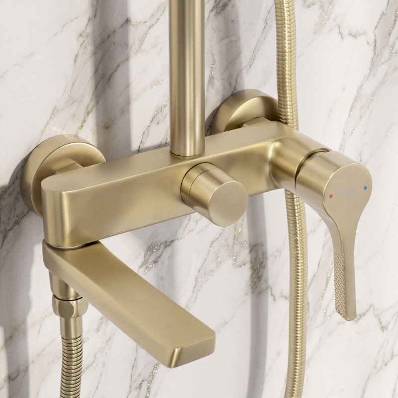 Rea Premium Shower Set Maxim Brush Gold 24,5X24,5X134Cm