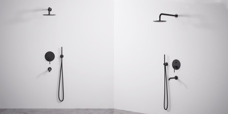 Concealed Shower Set with shower spout REA Lungo Black + Box