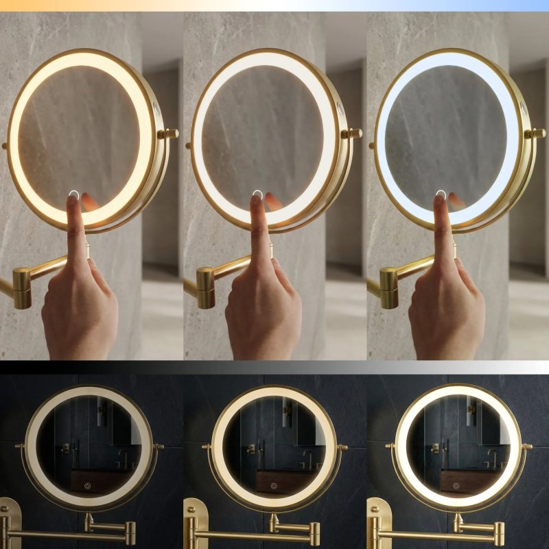 MIRROR REA GLOW BRUSH GOLD LED