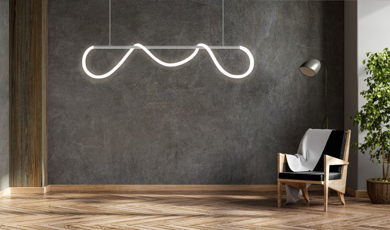 Pendant LED Lamp TOOLIGHT APP855-CP LONG Chrome 1-light point 60W 120x26cm