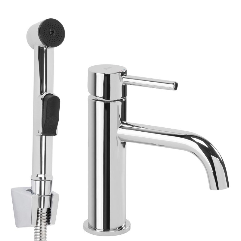 Rea Washbasin Faucet With Bidet Hand Shower Lungo Chrome 12X4X17Cm