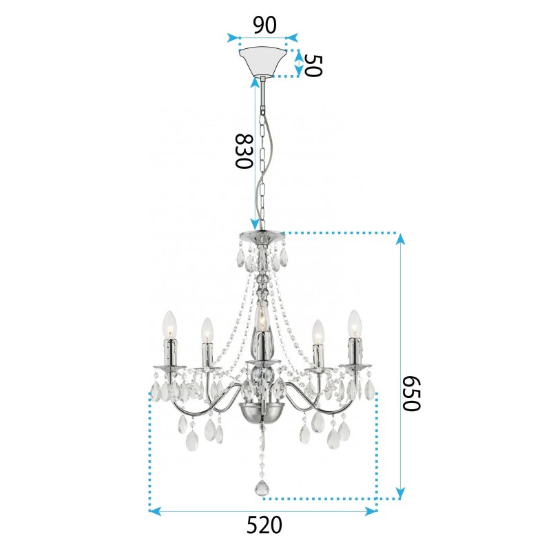 PENDANT CEILING LAMP TOOLIGHT EBT014-5CP CHROME