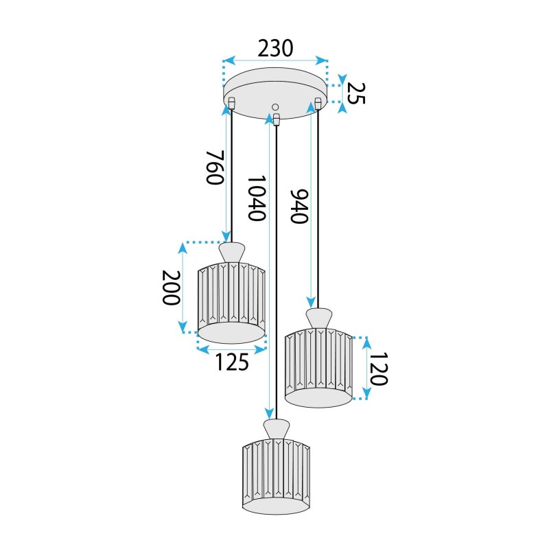 PENDANT CEILING LAMP TOOLIGHT EBT026-3CP GOLD