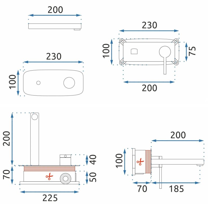Concealed Basin Faucet REA Oval Chrome + Box
