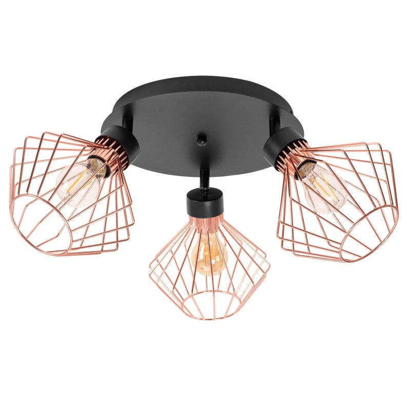 Ceiling Lamp Chandelier TOOLIGHT APP536-3C Loft Black Rose-Gold 3-light points E27 19x20x28Cm