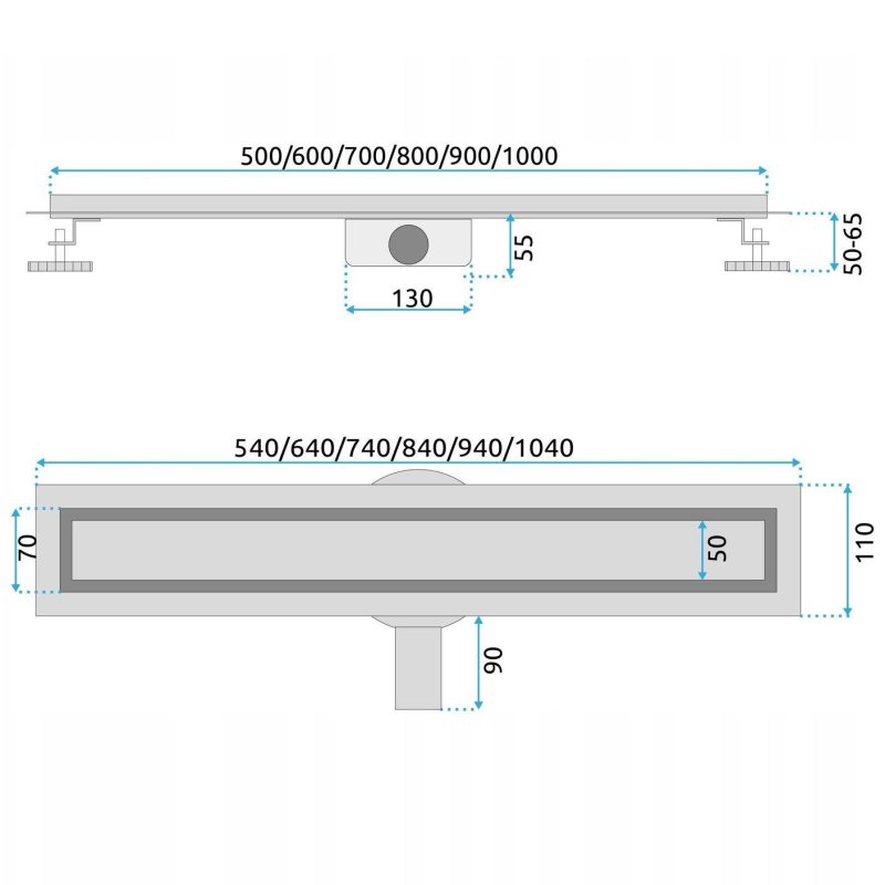 Linear drainage REA NEOX PRO Nickiel Brush 90