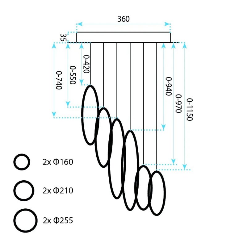 Hanging Ceiling Lamp Toolight App1921-Cp Black Led Black
