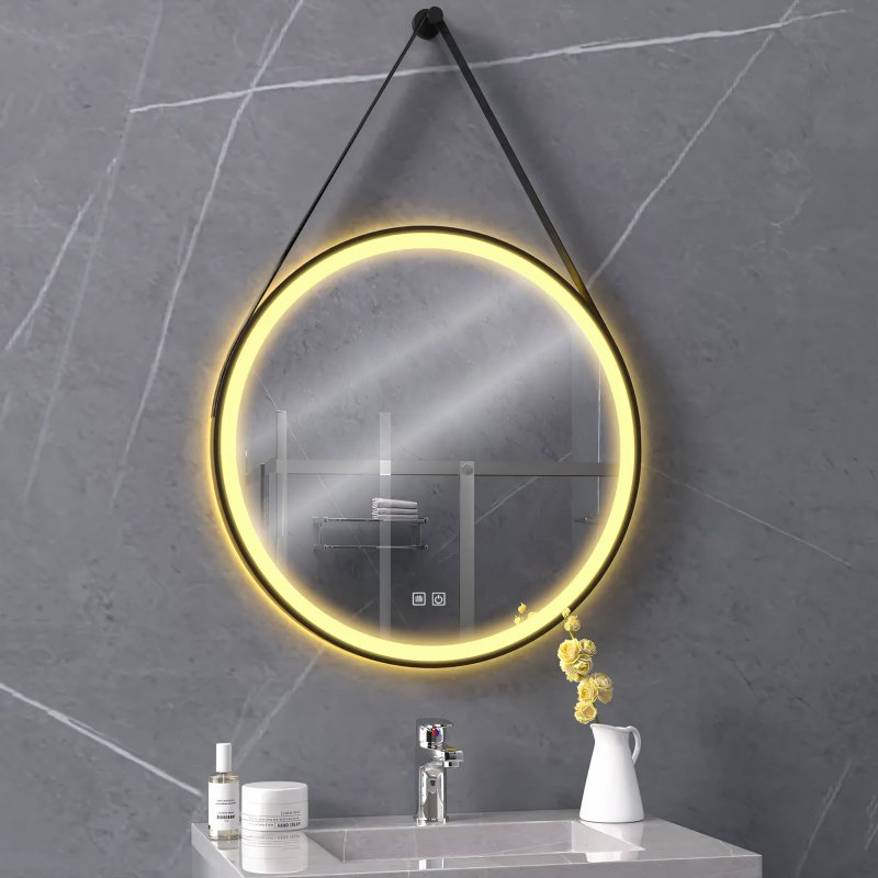 MIRROR REA LED 104 70X70CM BLACK