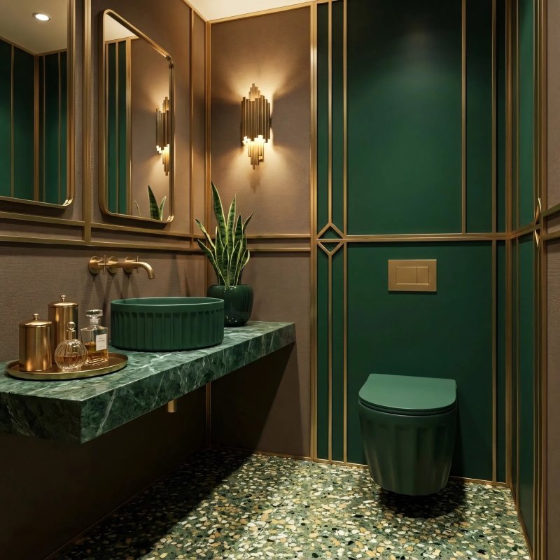 Rea Set: Wall-hung Toilet Bowl + Countertop Washbasin Duo Matcha Matt