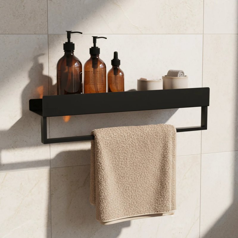 Bathroom Shelf Sf01 60Cm Black Matt