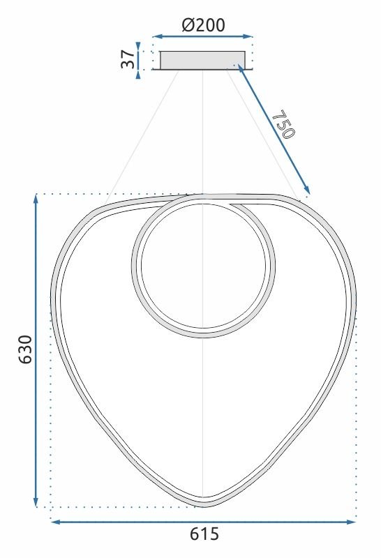 Pendant LED Lamp TOOLIGHT APP798-CP LOOP Chrome + remote control 1-light point 70W 61,5x63cm