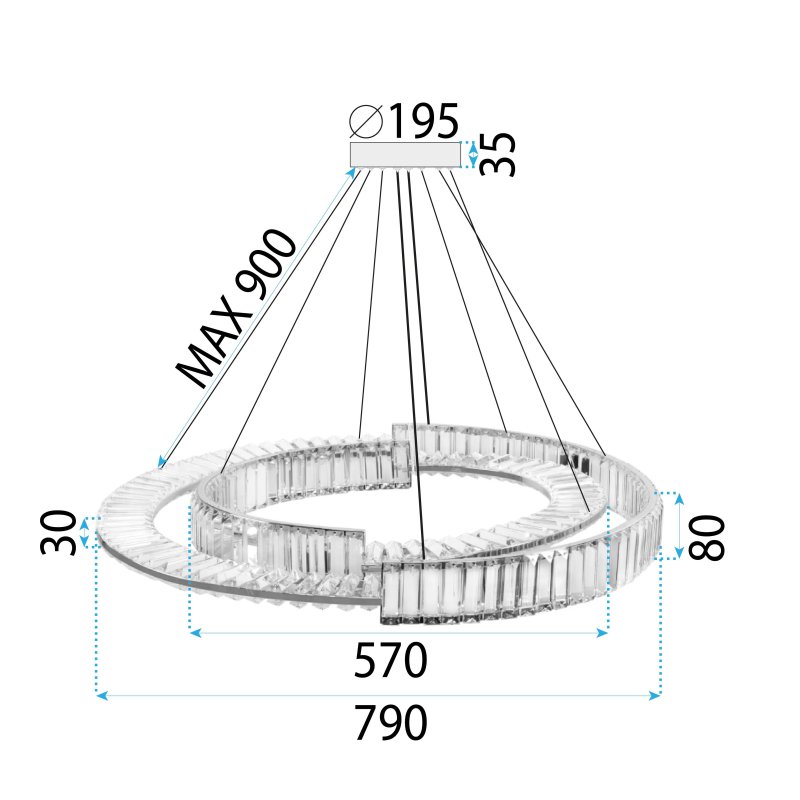 CEILING LAMP CHANDELIER TOOLIGHT LED APP1525-CP60/80 CHROME