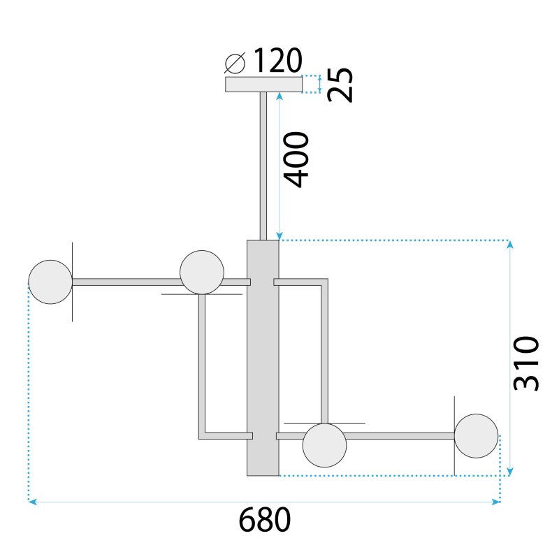 CEILING LAMP CHANDELIER TOOLIGHT APP1668-6CP BLACK