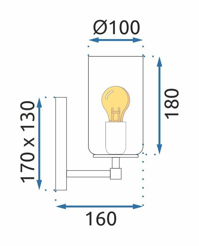 Wall Light Toolight APP1222-1W E27 black