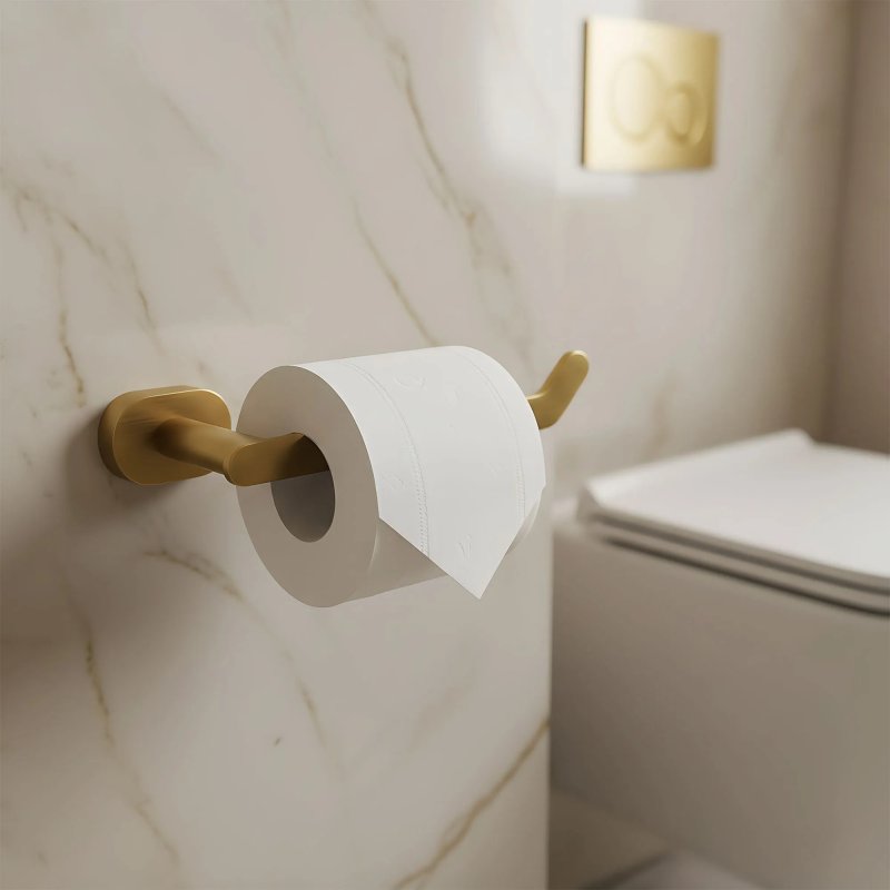 TOILET PAPER HOLDER REA 109 TIL BRUSH GOLD