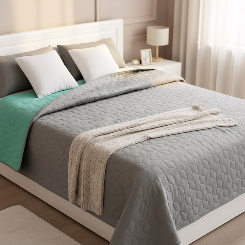bedspread- quilted/double-sided Diamante Mint / L.Grey