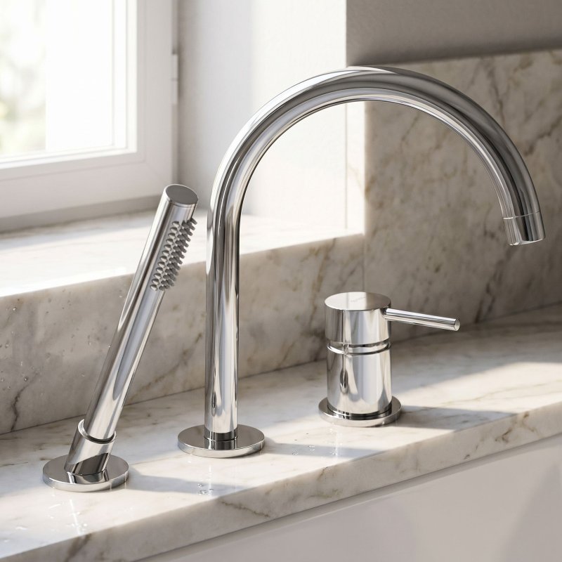 Rea 3-Hole Bathtub Faucet Lungo Chrome 23,5X6,5X27,5Cm