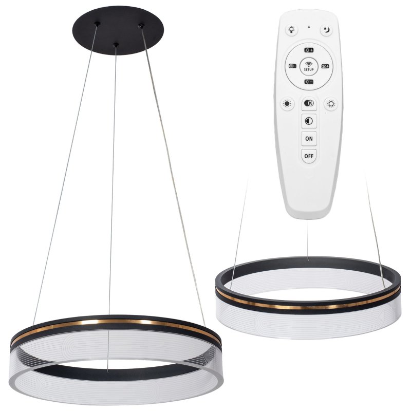 Pendant LED Lamp TOOLIGHT APP1191-CP 40cm Black Plastic 32W + remote control