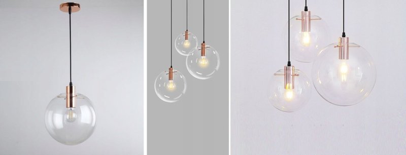 Pendant Lamp TOOLIGHT APP038-3CP LASSI Glass Rose-Gold 20cm E27
