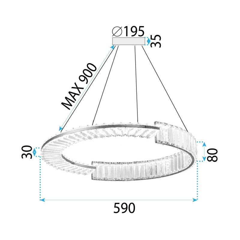 CEILING LAMP CHANDELIER TOOLIGHT LED APP1529-CP60 CHROME