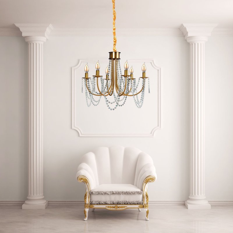 Chandelier Toolight APP765-6CP Crystal Gold Candles 6-light points E14 60x60x42-112cm