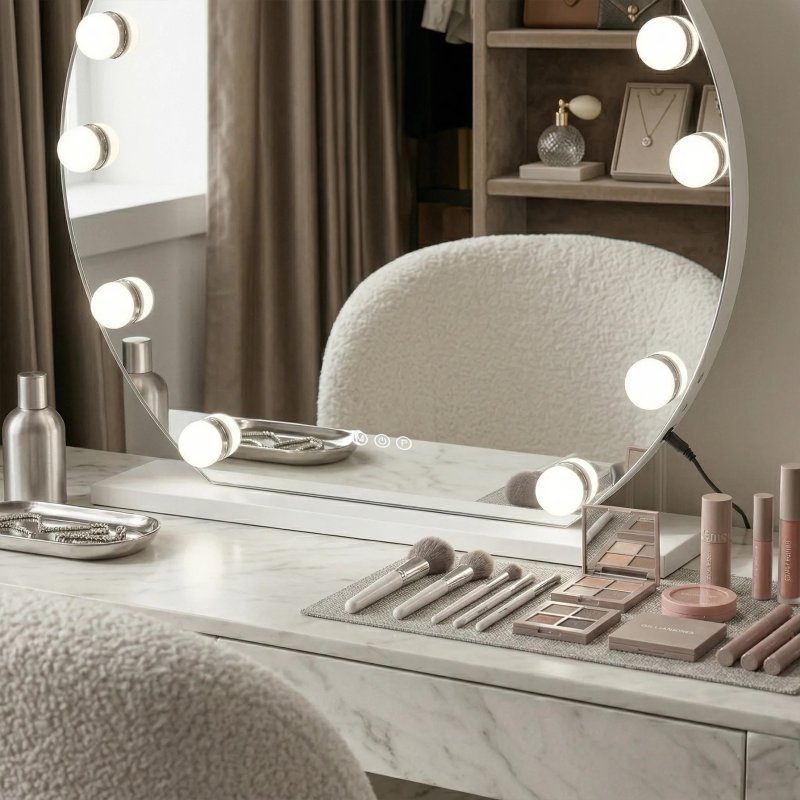 MIRROR REA HOLLYWOOD WHITE 50CM LED