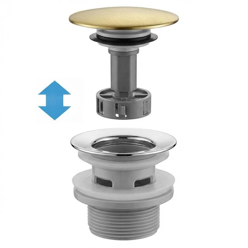UNIVERSAL CLICK-CLACK WASHBASIN SIPHON REA FLOW BRUSH GOLD