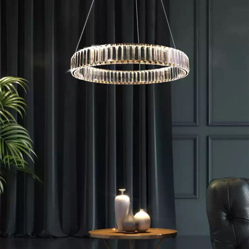 Pendant LED Lamp TOOLIGHT APP982-CP Cristal Round 2-light points 24W 40x40x8-98cm