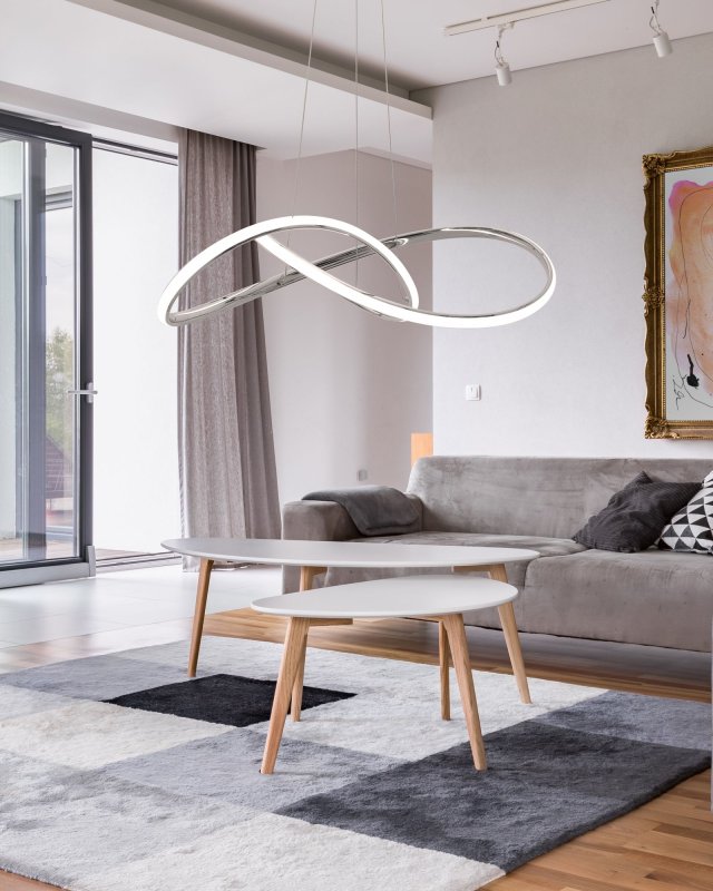 Pendant LED Lamp TOOLIGHT APP393-CP Modern Ring Chrome + remote control 1-light point 40W 55x55x14,5cm